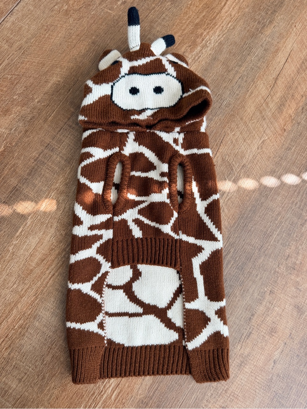 Giraffe Pattern Brown & Cream Dog Sweater Size M